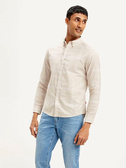 Men's Checkered Slim Fit Oxford Shirt