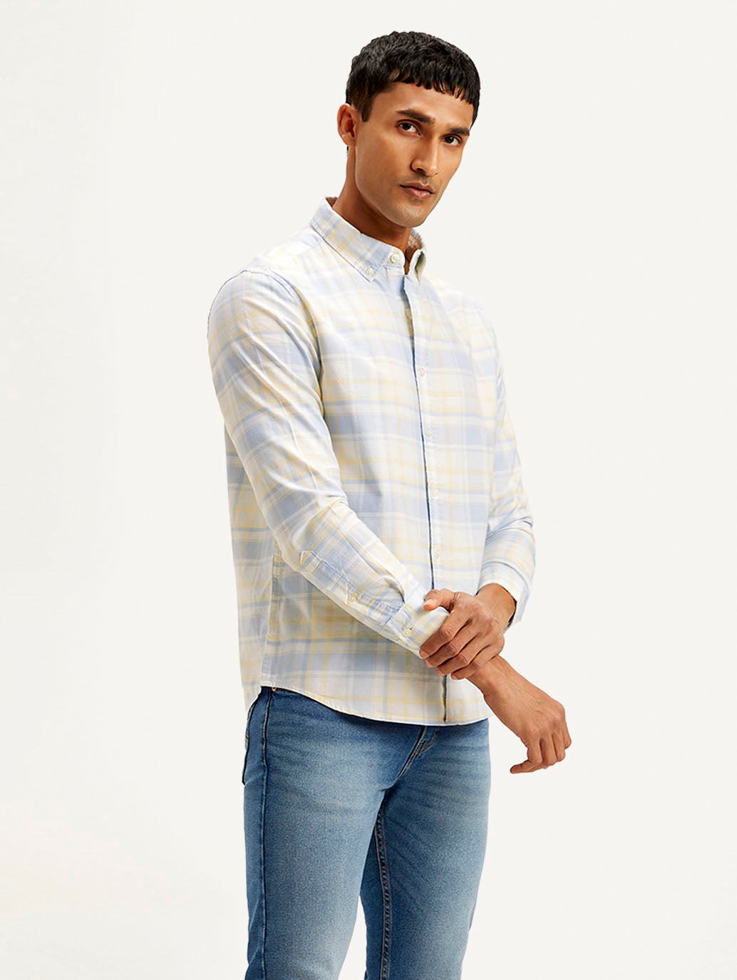 Men's Checkered Slim Fit Oxford Shirt
