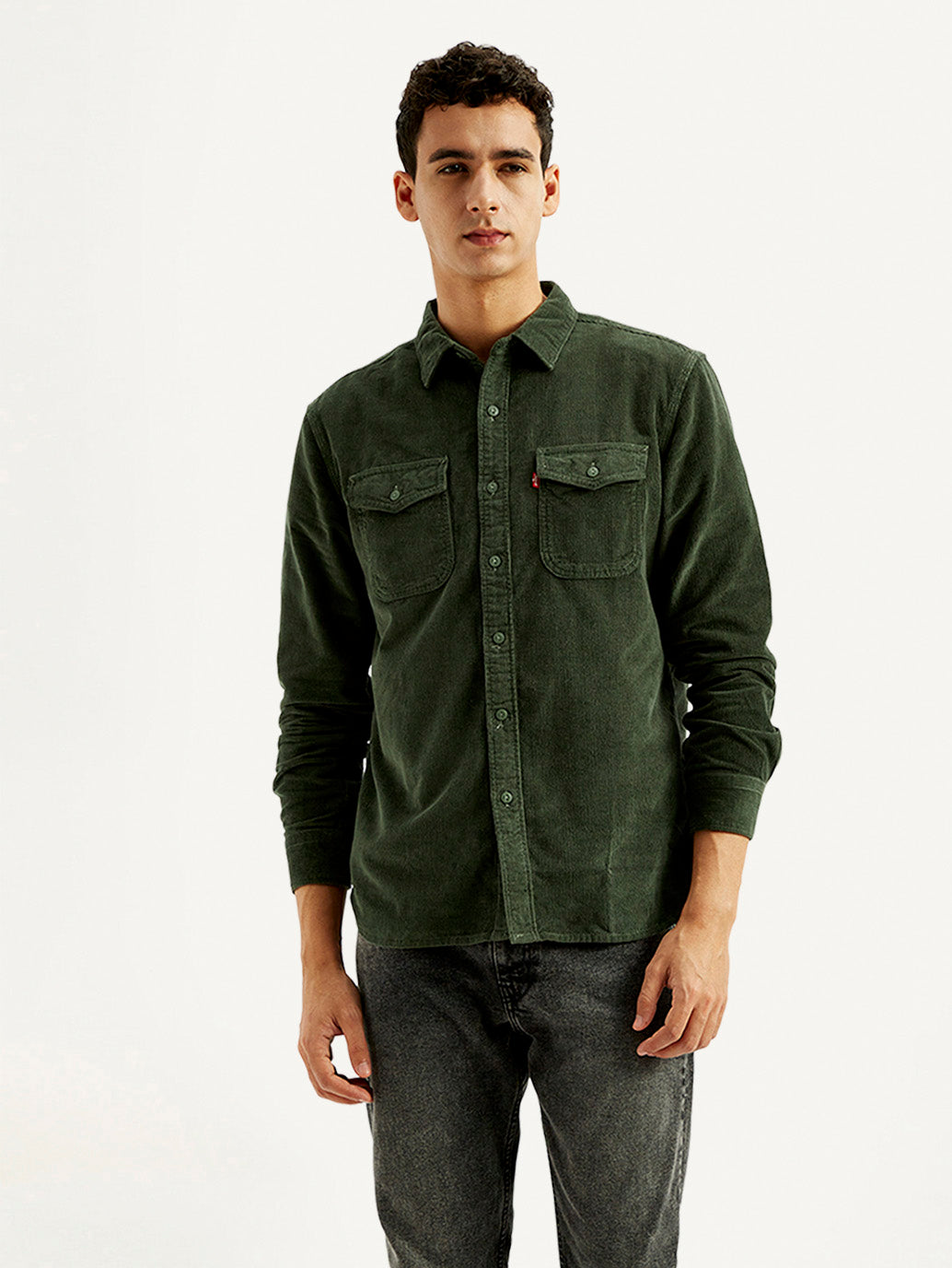 Men's Solid Slim Fit Corduroy Shirt
