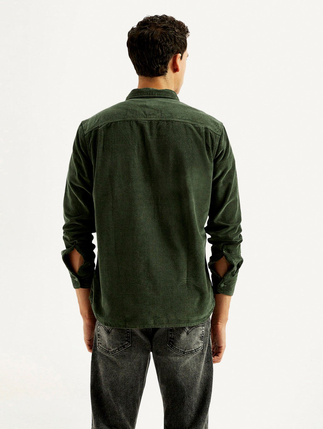 Men's Solid Slim Fit Corduroy Shirt