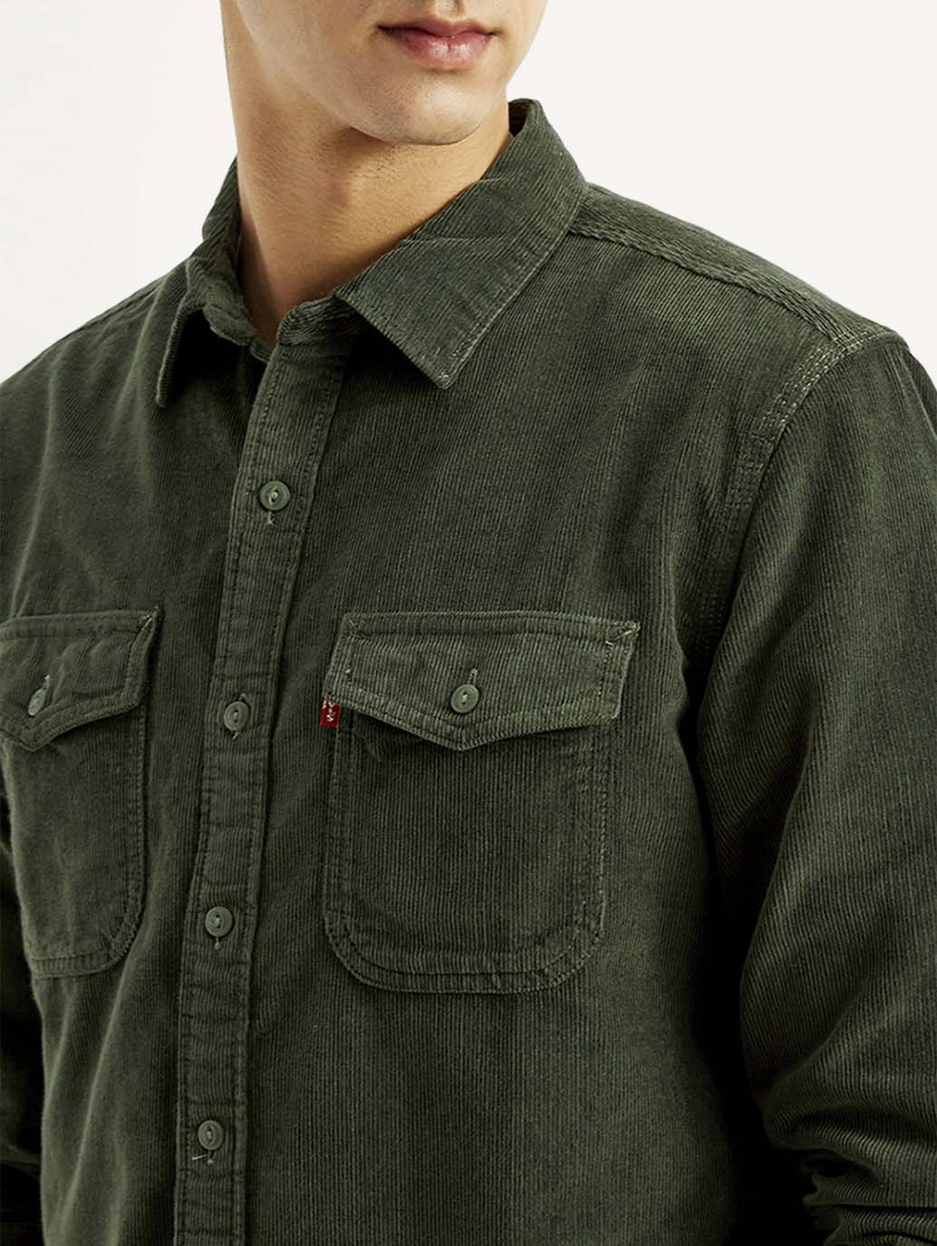 Men's Solid Slim Fit Corduroy Shirt