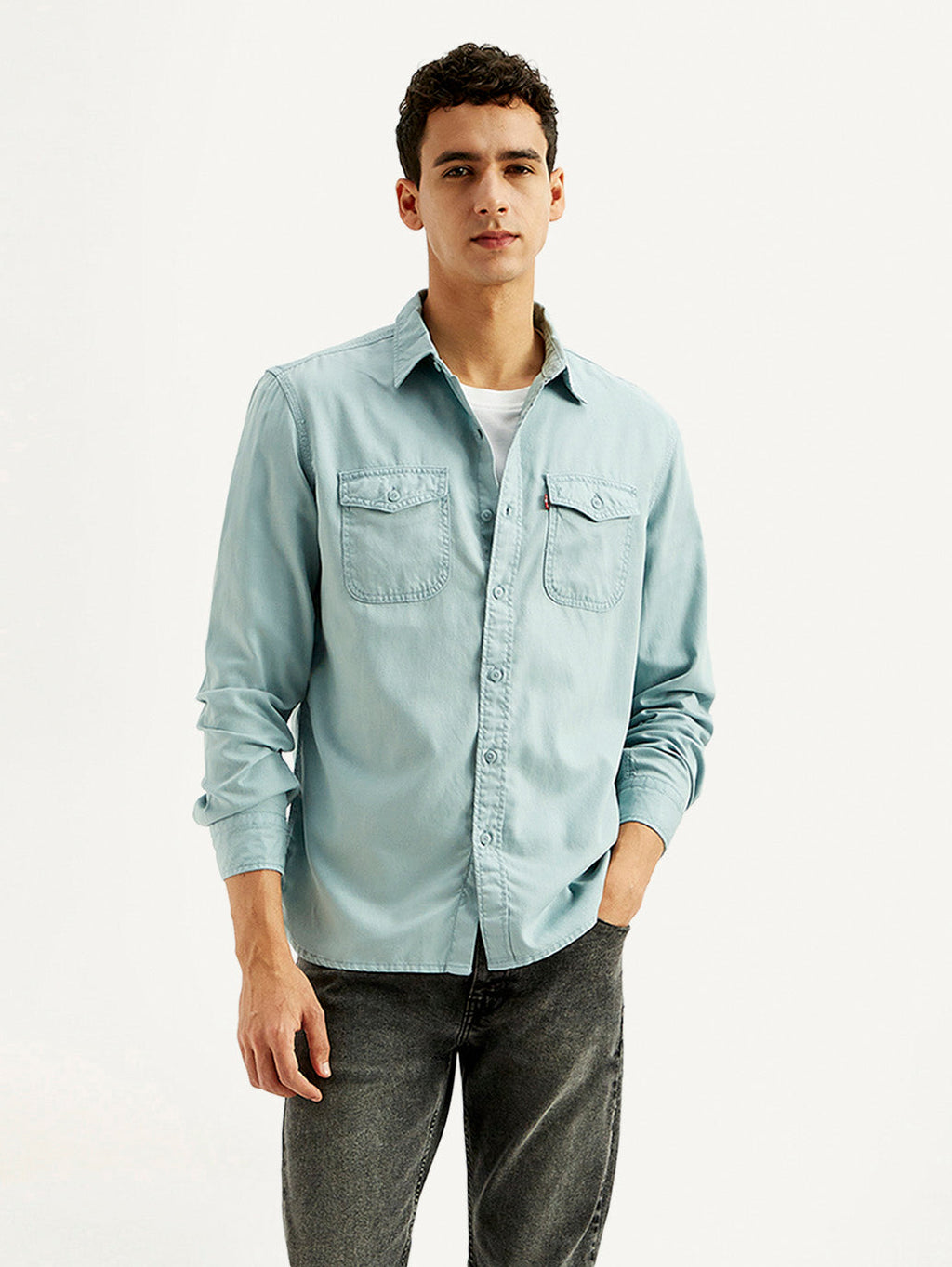 Men's Solid Slim Fit Overdyed Overshirt