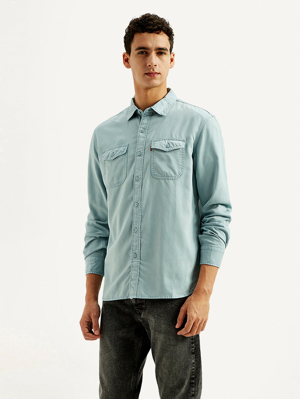 Men's Solid Slim Fit Overdyed Overshirt