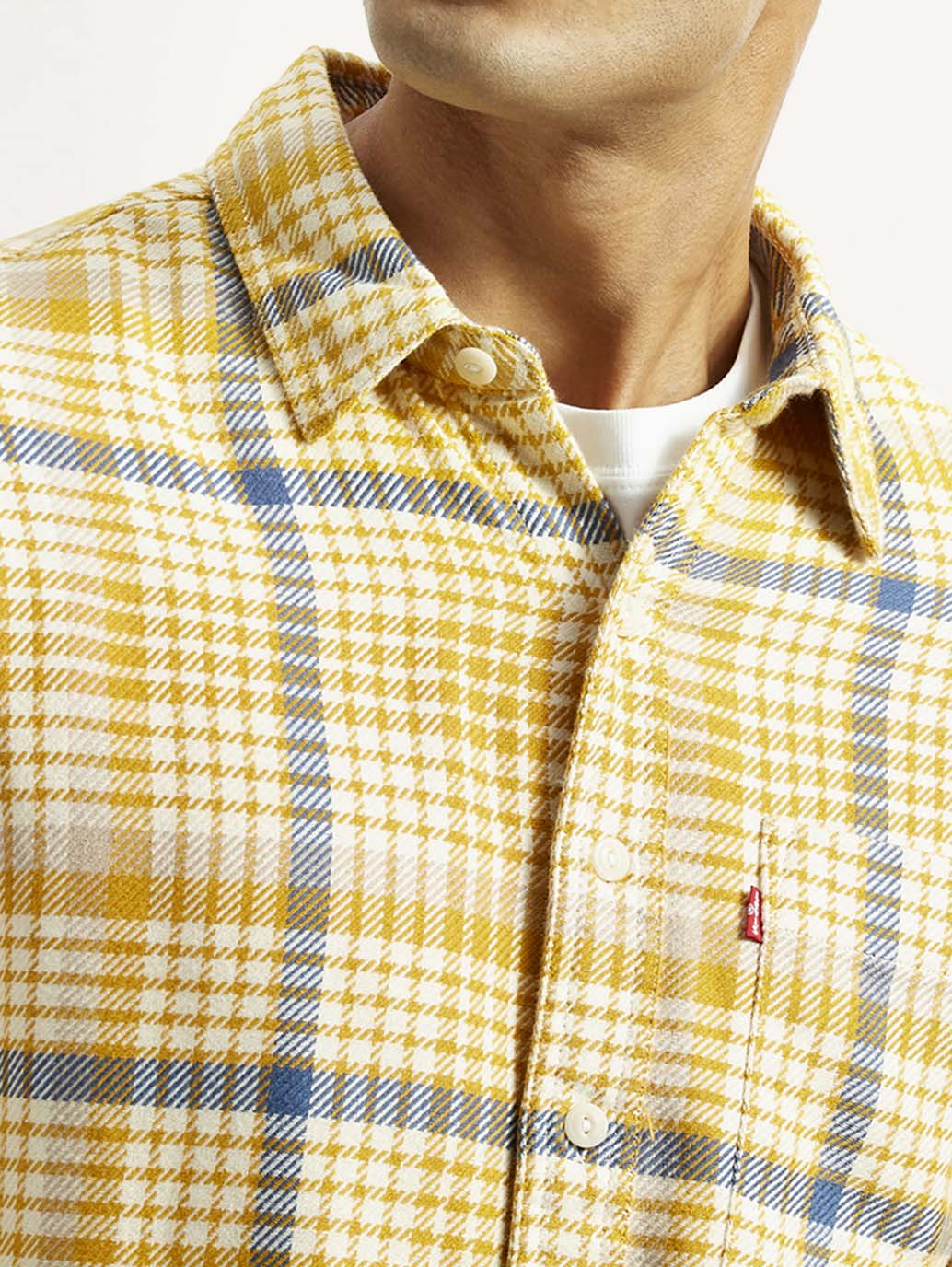 Men's Checkered Yellow Relaxed Fit Shirt