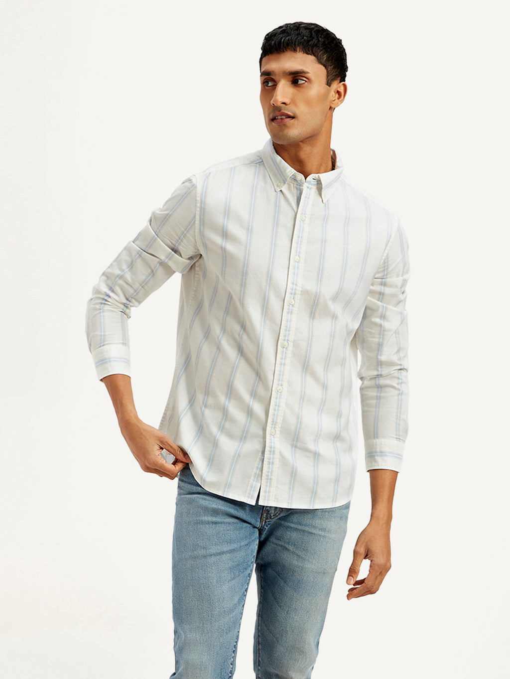Men's Striped Slim Fit Oxford Shirt