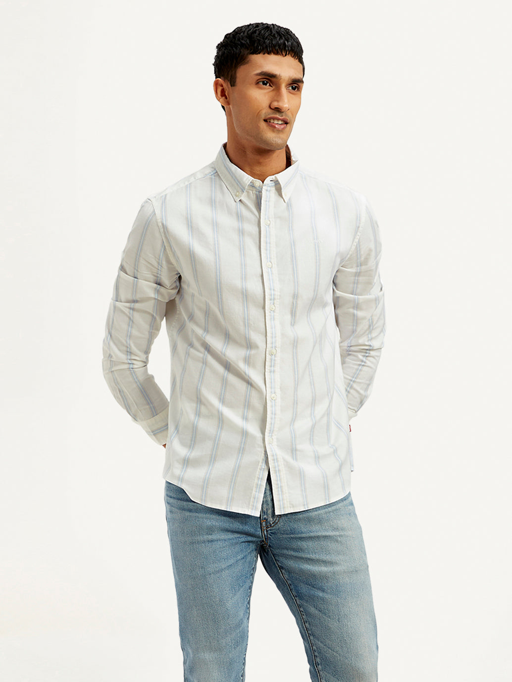 Men's Striped Slim Fit Oxford Shirt