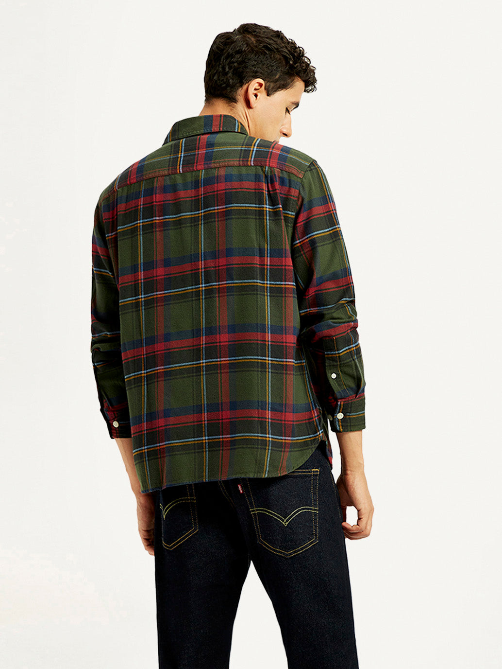 Men's Plaid Multicolor Spread Collar Flannel Shirt