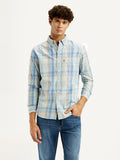 Men's Checkered Light Blue Slim Fit Shirt