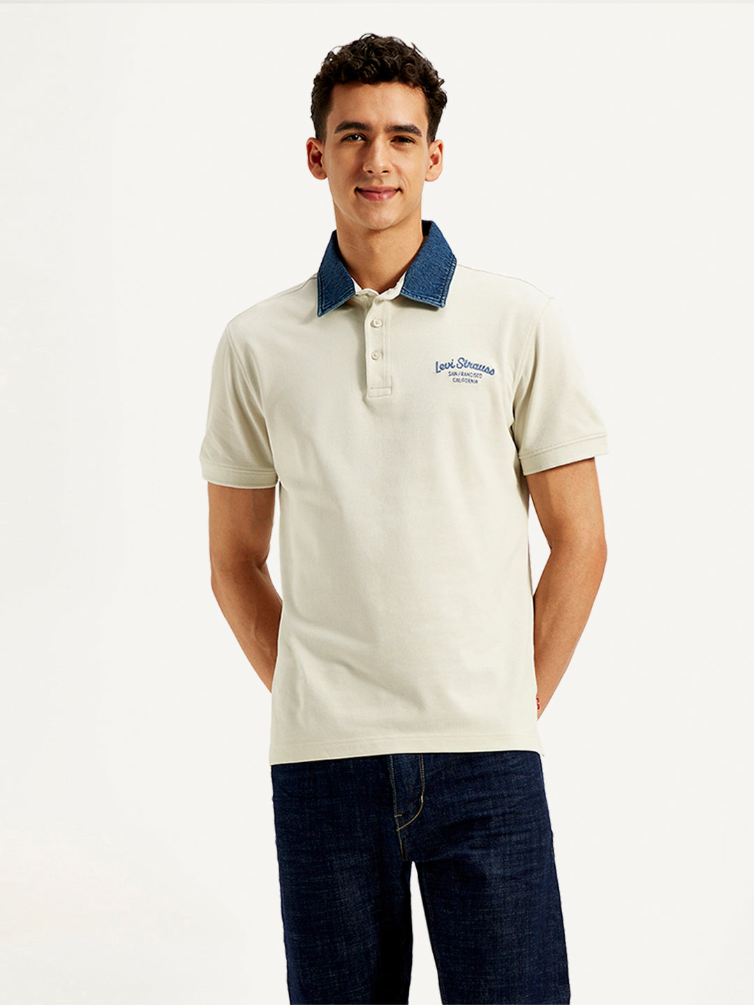 Men's Typographic Print Slim Fit Polo T-Shirt