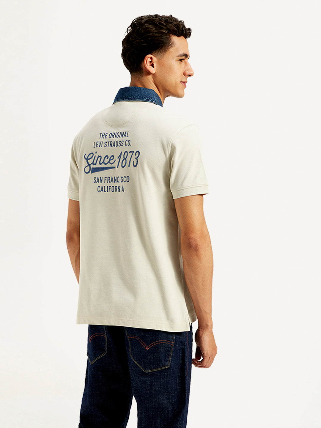 Men's Typographic Print Slim Fit Polo T-Shirt