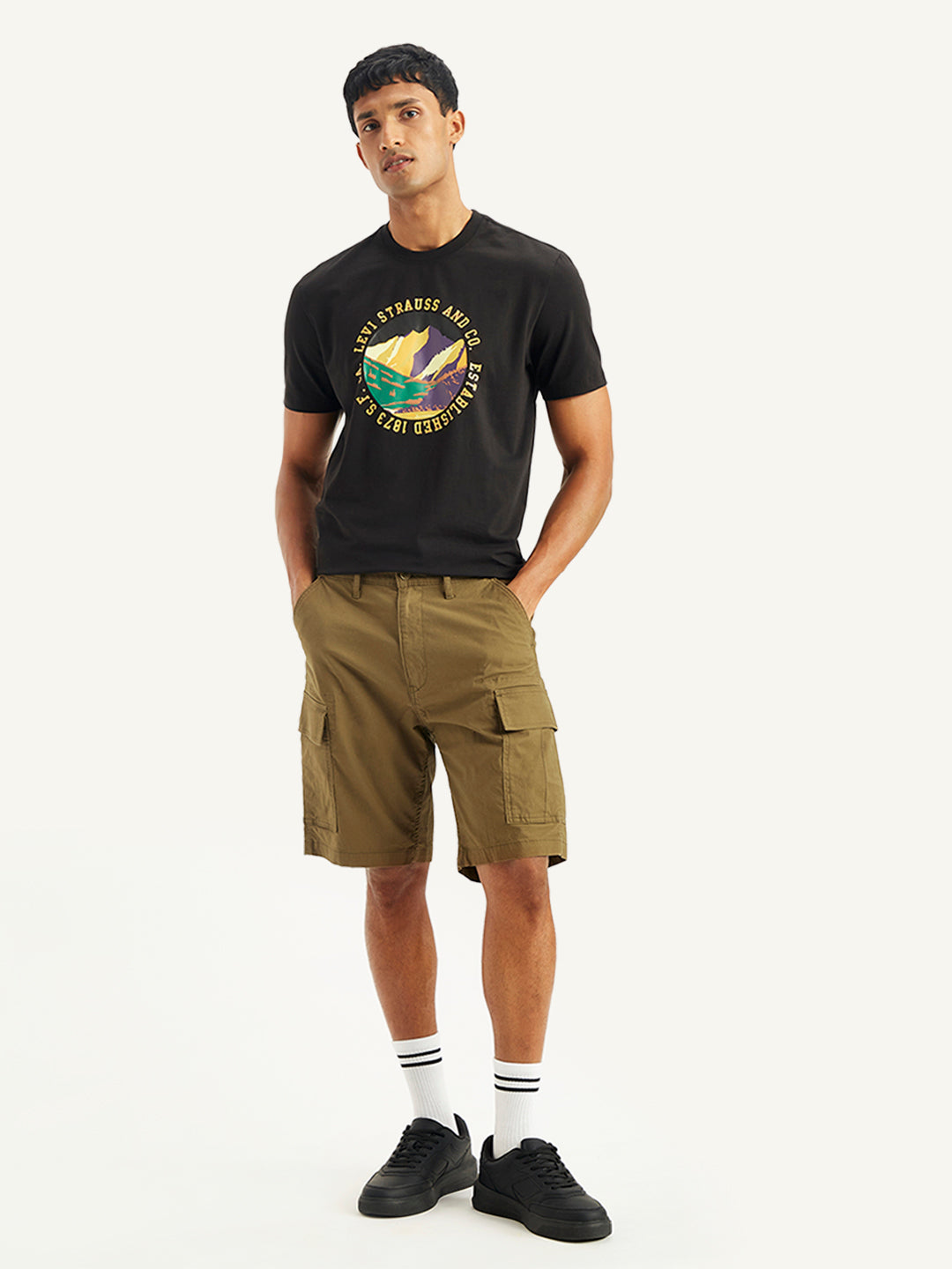 Men's Brown Regular Fit Cargo Shorts