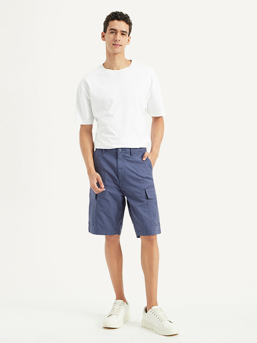 Men's Blue Cargo Fit Shorts