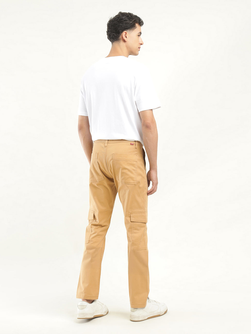 Men's Khaki Slim Fit Cargo Trousers
