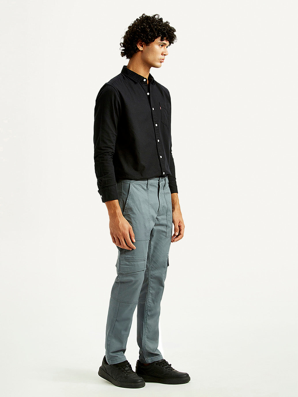 Men's Grey Slim Fit Cargo Trousers