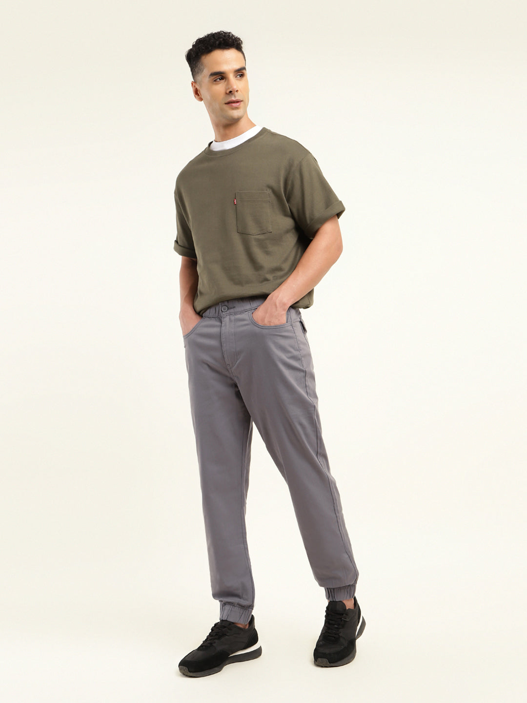 Men's Relaxed Fit Grey Jogger Cargos
