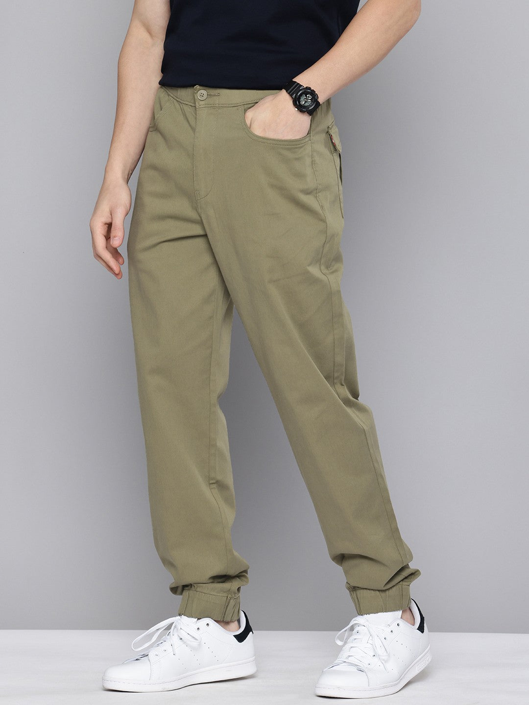 Men's Relaxed Fit Olive Green Jogger Cargos