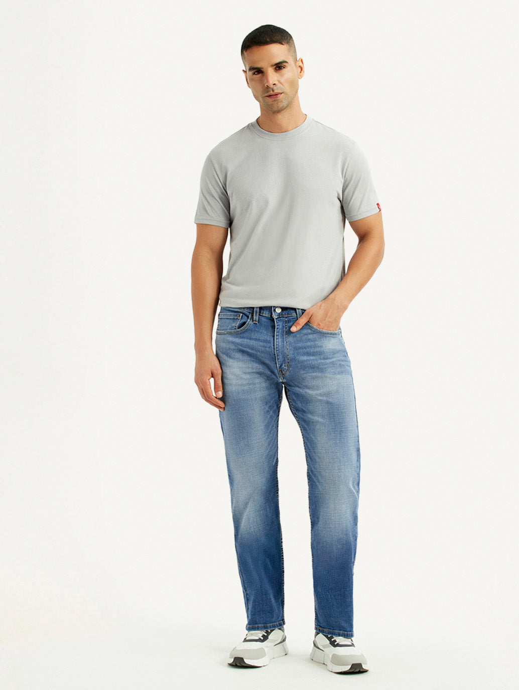 Men's 505 Blue Straight Fit Mid Rise Jeans