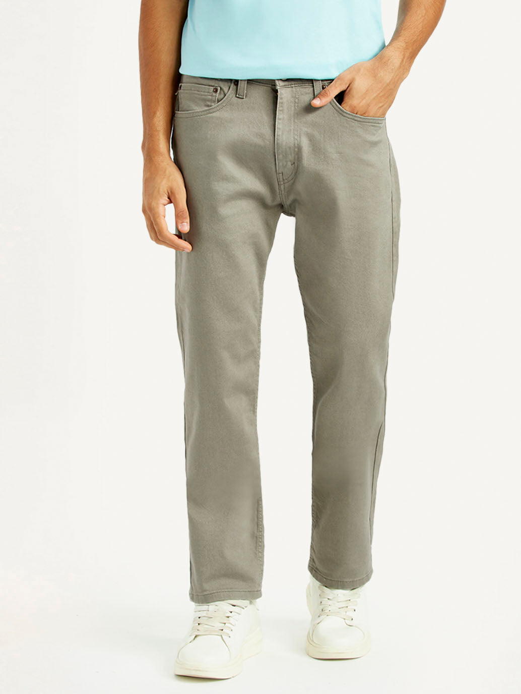 Men's 505 Grey Overdyed Straight Fit Mid Rise Jeans