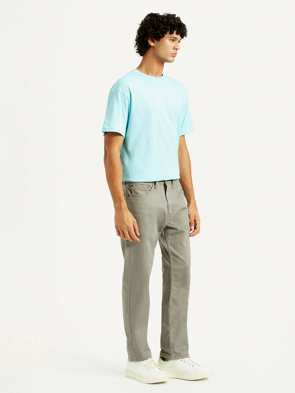 Men's 505 Grey Overdyed Straight Fit Mid Rise Jeans