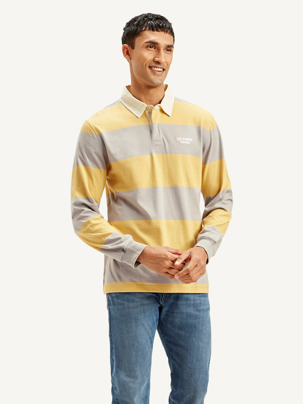 Men's Striped Yellow Polo T-shirt