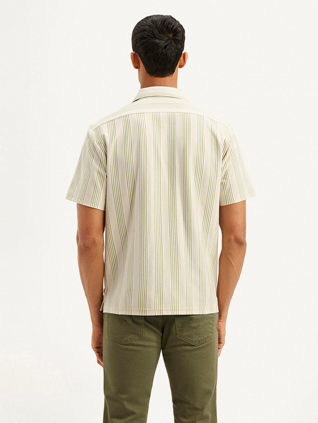 Men's Resort Collar Striped Relaxed Fit Camp Shirt