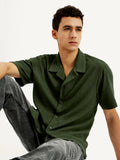 Men's Textured Relaxed Fit Resort Collar Shirt