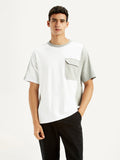 Men's Colorblock White Crew Neck T-shirt