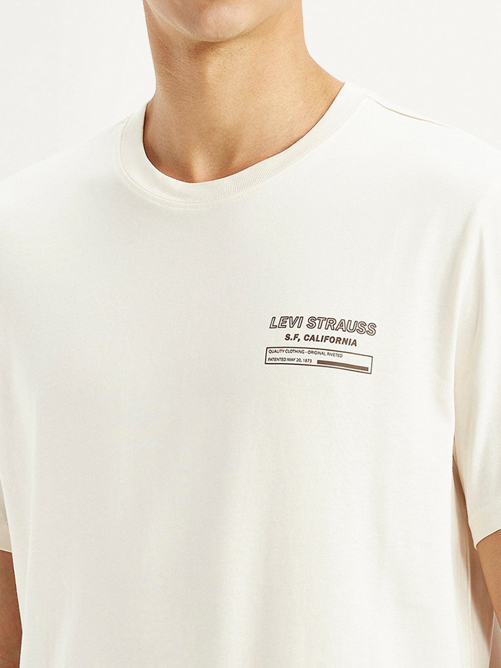 Men's Graphic Print Cream Crew Neck T-shirt