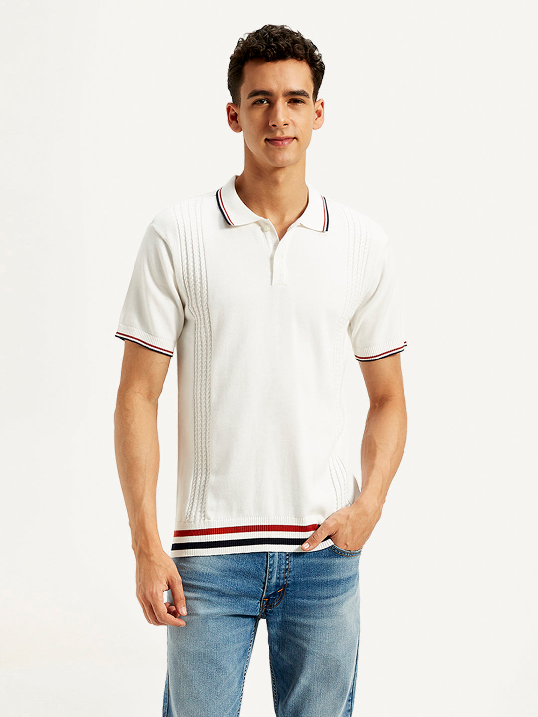 Men's Striped Slim Fit Polo T-Shirt