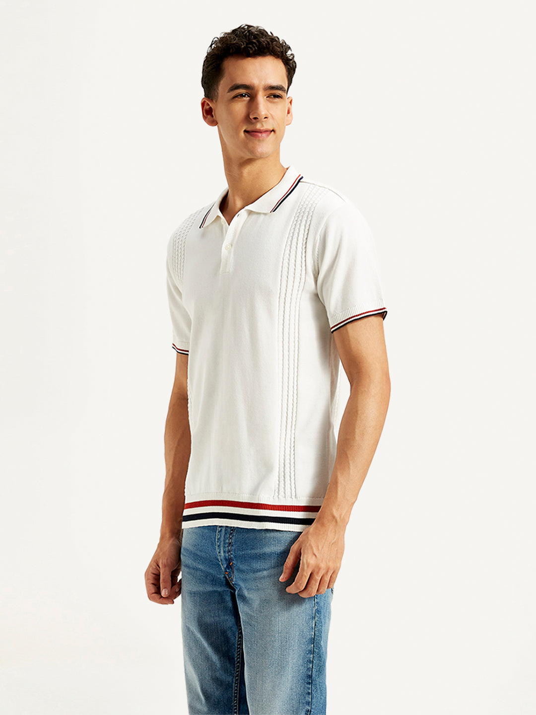 Men's Striped Slim Fit Polo T-Shirt