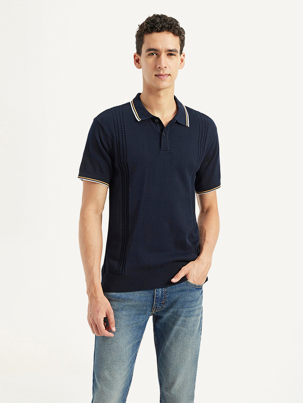 Men's Striped Slim Fit Polo T-Shirt