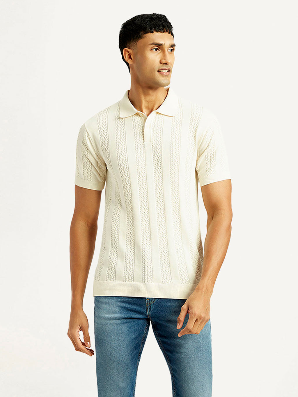 Men's Self Design Slim Fit Polo T-shirt