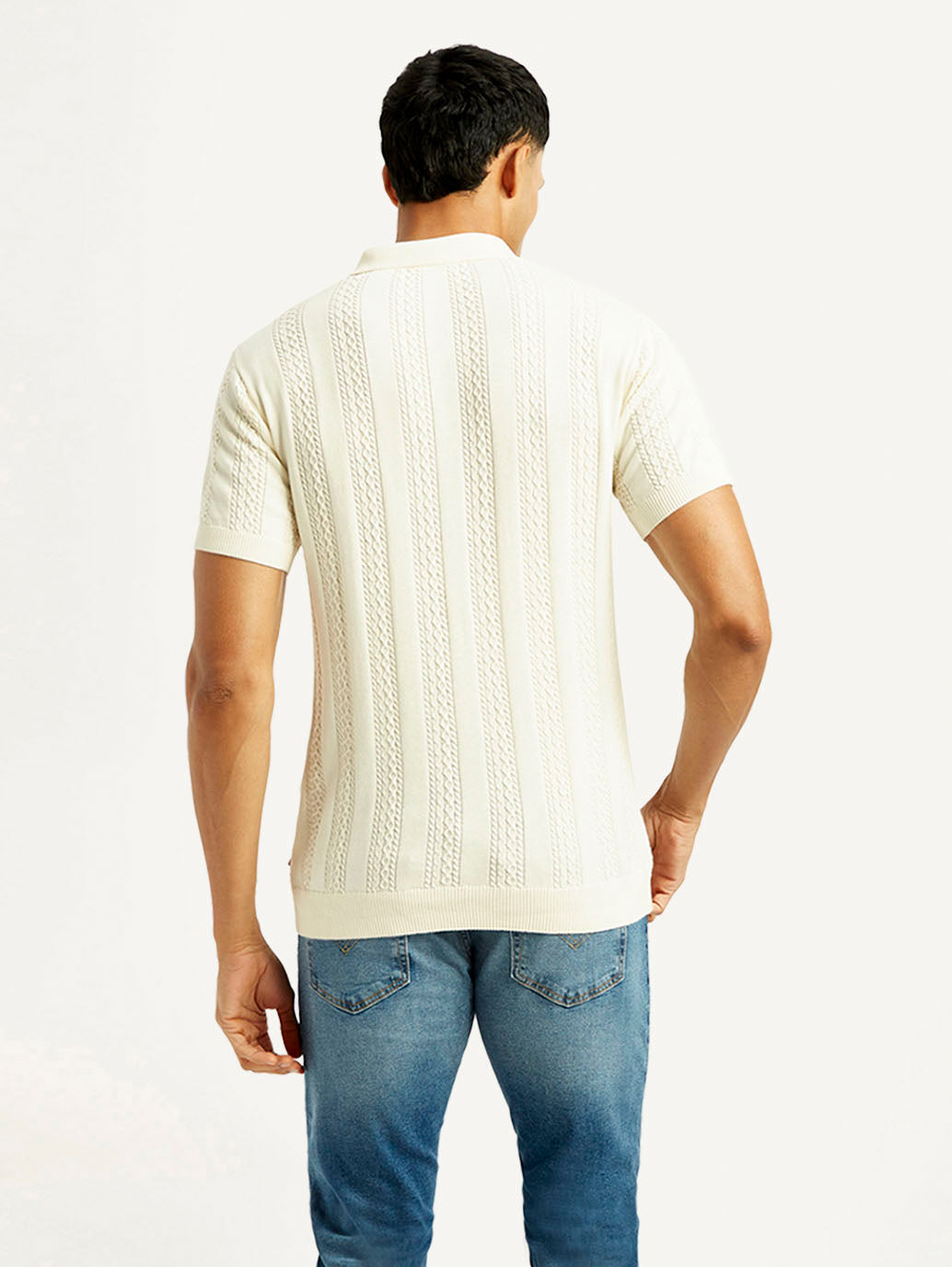 Men's Self Design Slim Fit Polo T-shirt