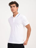 Men's Solid White Slim Fit Polo T-shirt