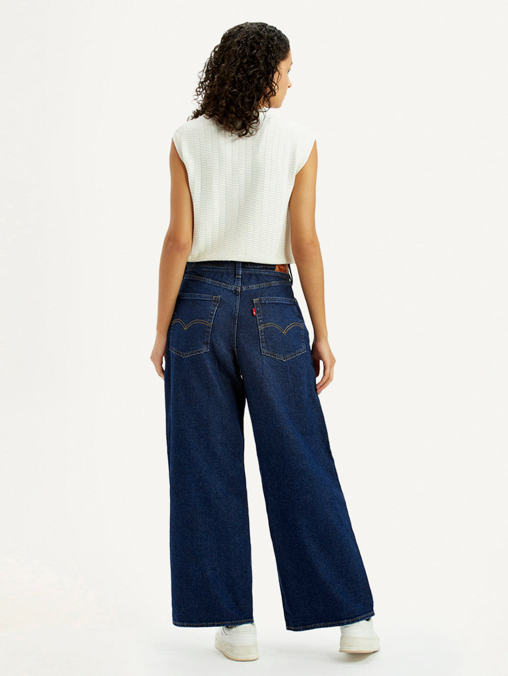 Women's Dark Blue XL Straight Loose Fit Mid Rise Jeans