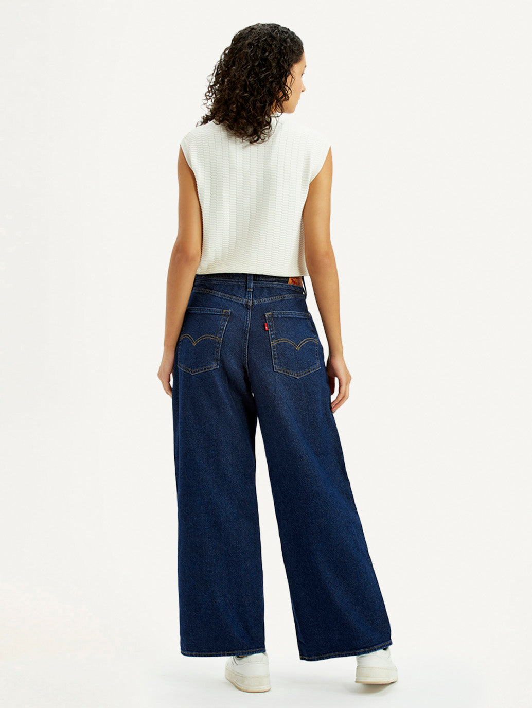 Women's Dark Blue XL Straight Loose Fit Mid Rise Jeans