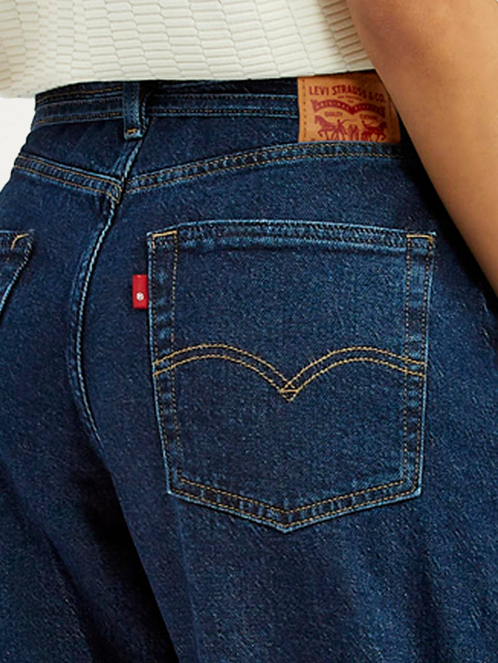 Women's Dark Blue XL Straight Loose Fit Mid Rise Jeans