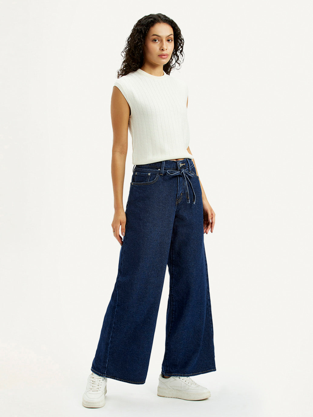 Women's Dark Blue XL Straight Loose Fit Mid Rise Jeans