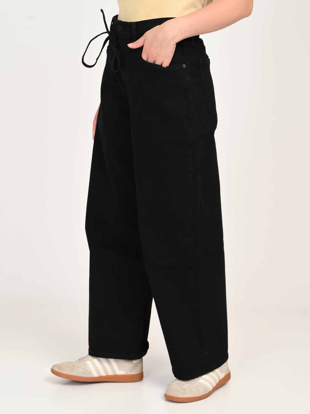 Women's Black XL Straight Loose Straight Fit Mid Rise Jeans