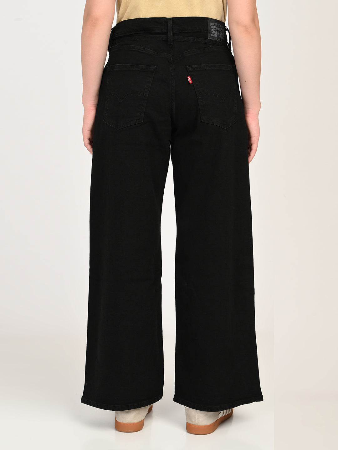 Women's Black XL Straight Loose Straight Fit Mid Rise Jeans