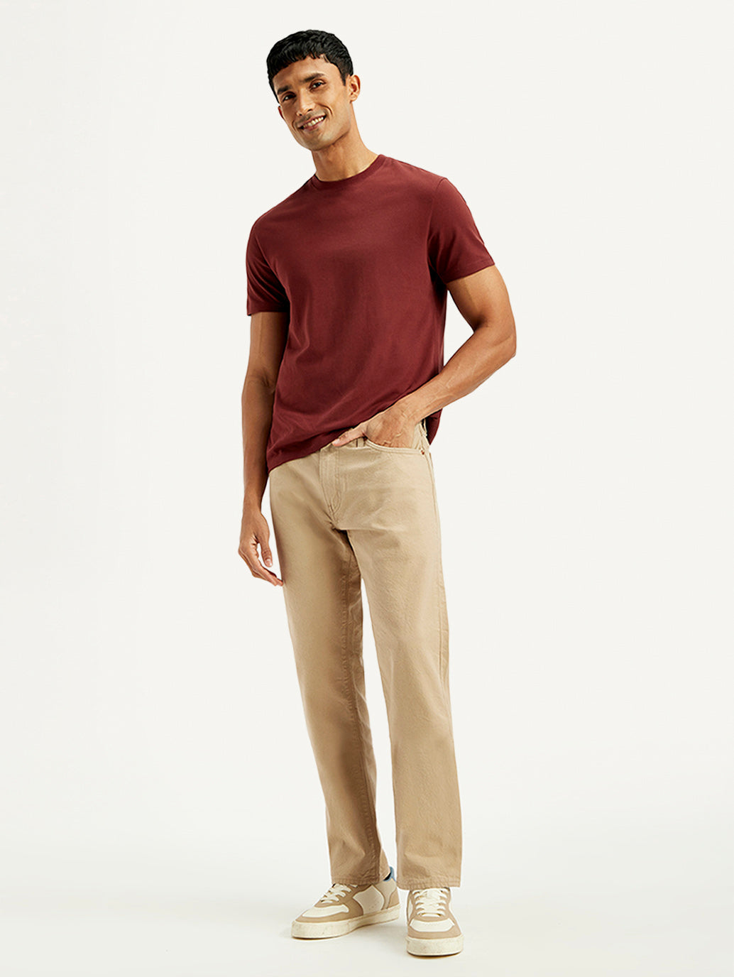 Men's 541 Beige Athletic Tapered Fit Mid Rise Selvedge Jeans