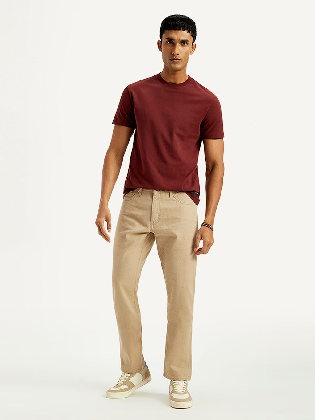 Men's 541 Beige Athletic Tapered Fit Mid Rise Selvedge Jeans