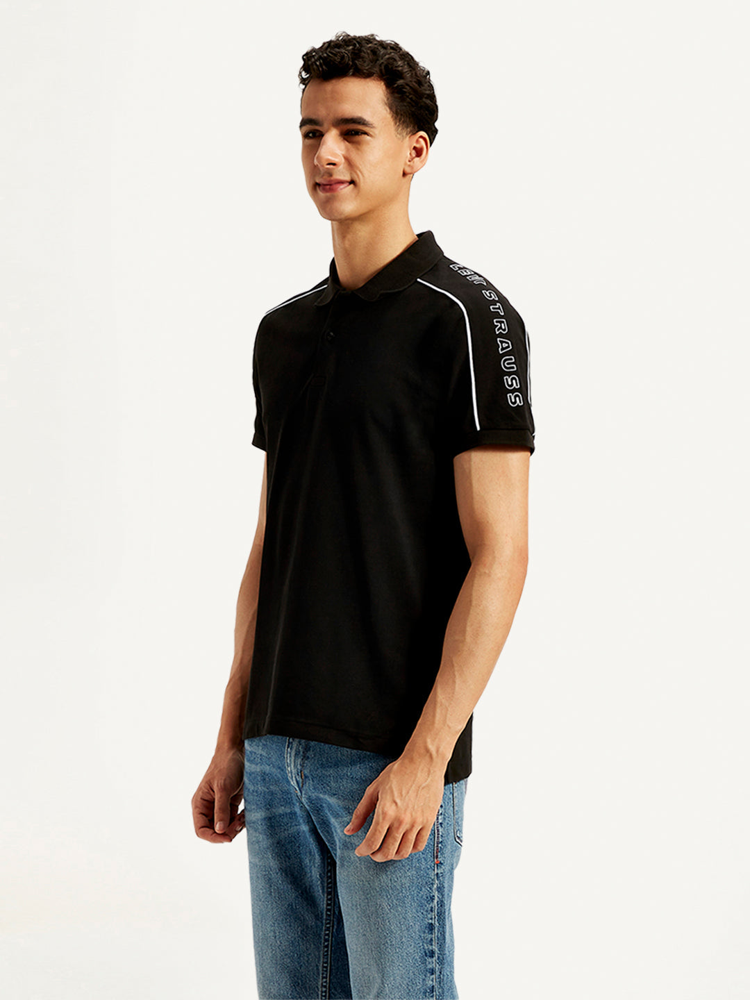 Men's Typographic Print Slim Fit Polo T-Shirt