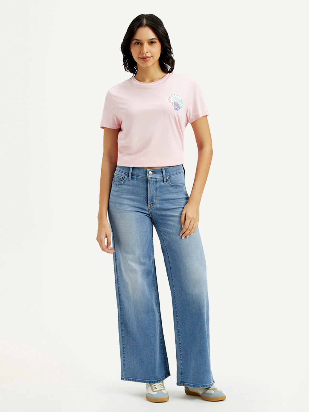 Women's 318 Med Indigo Flared Fit Mid Rise Jeans