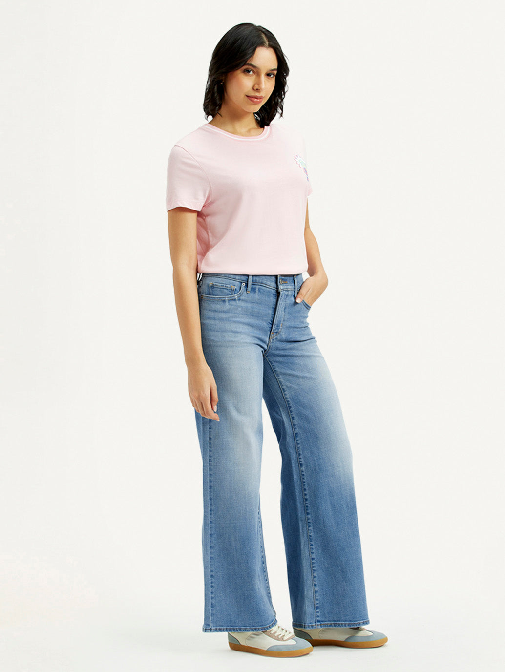 Women's 318 Med Indigo Flared Fit Mid Rise Jeans