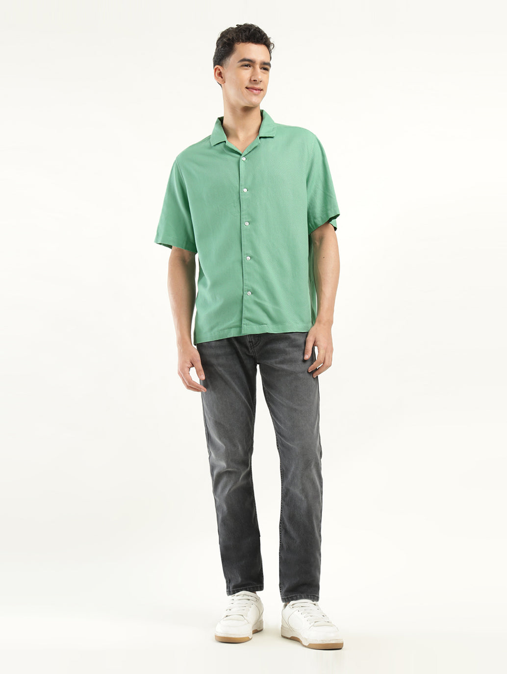 Men's Solid Camp Collar Shirt