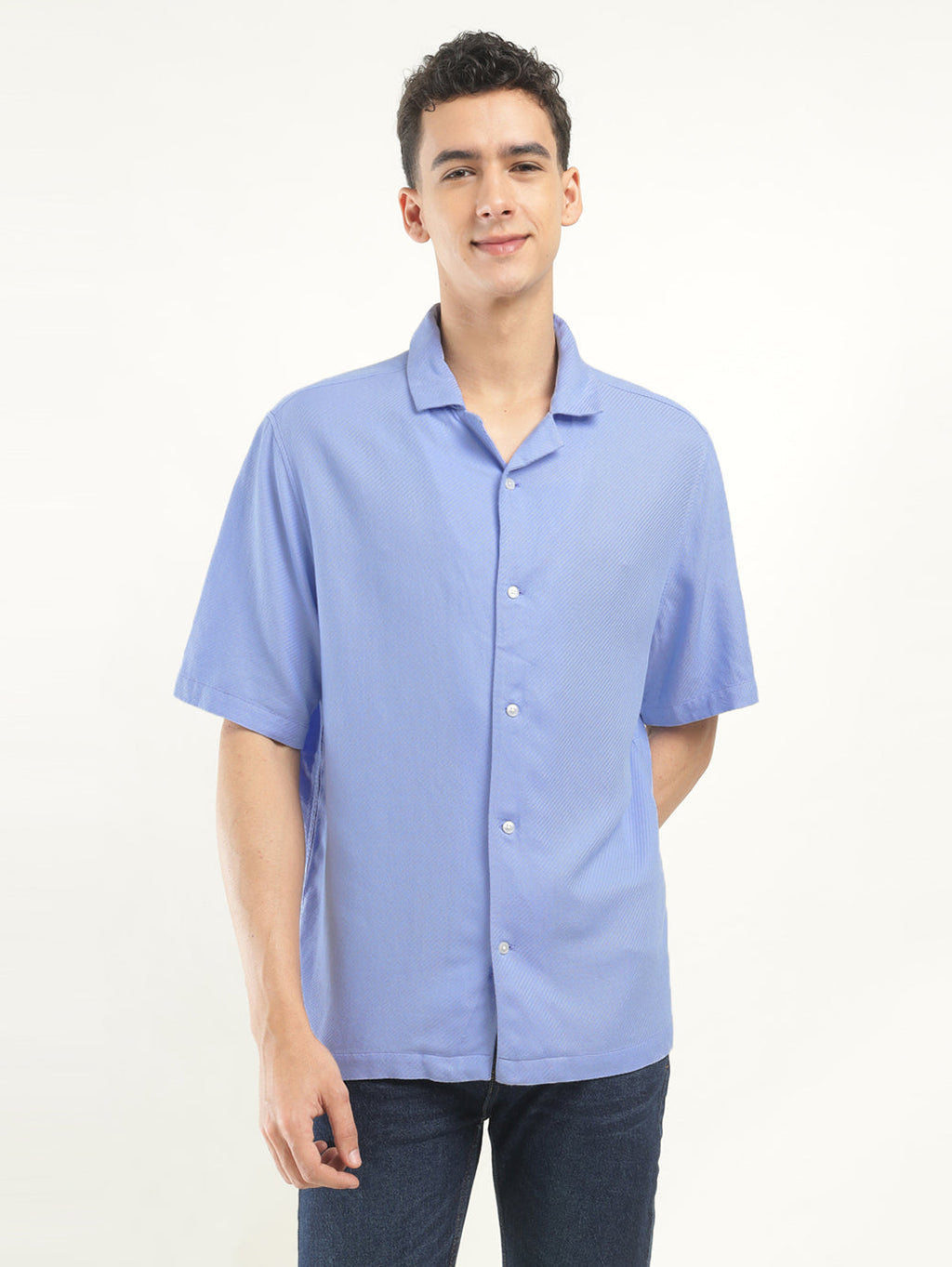 Men's Solid Camp Collar Shirt
