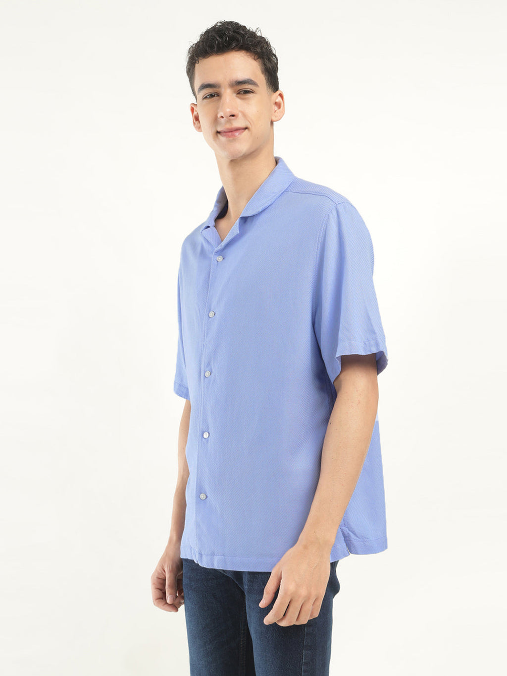 Men's Solid Camp Collar Shirt