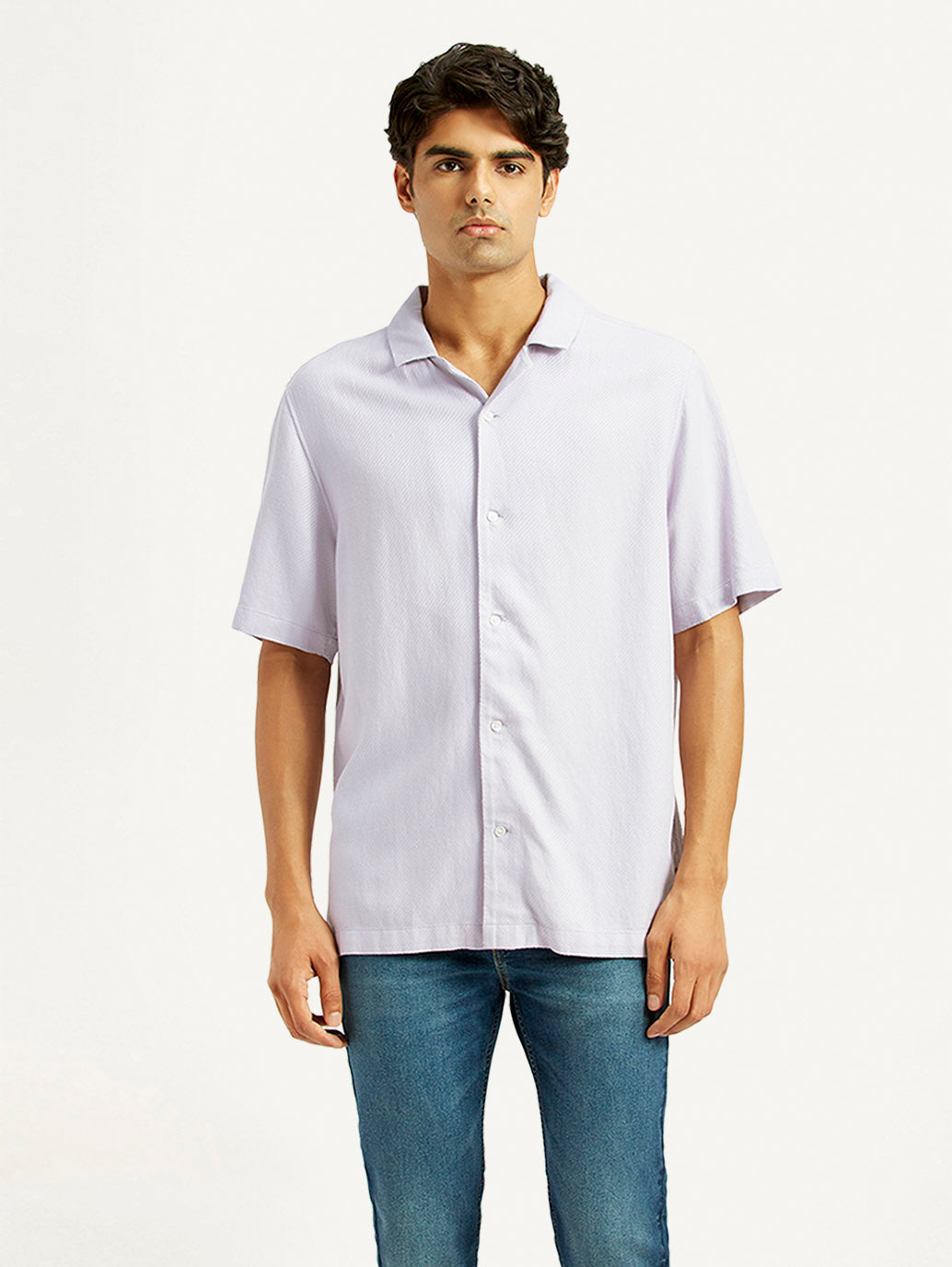 Men's Solid Lilac Camp Shirt
