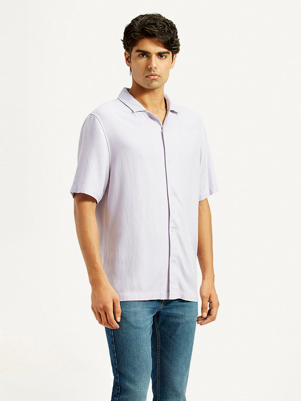Men's Solid Lilac Camp Shirt